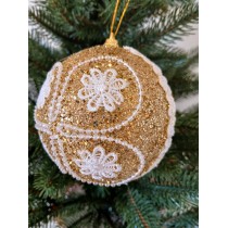 Новорічні кулі золоті з орнаментом Ø100мм, ціна за набір 2 шт (SH272)